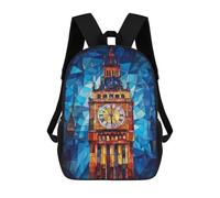 sinyumoney Stained Glass Clock Tower-3 17inch Sac À Dos Scolaire Imprimé En 3D Pour Enfants, Style Décontracté Et Tendance, Idéal Pour Les Voyages Et Les Études.