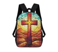 sinyumoney Stained Glass Cross Sac À Dos Enfant Tendance Et Amusant, Sac À Dos Pour Garçons Et Adolescents, Sac D'école Imprimé En 3D Pour Garçons 17inch