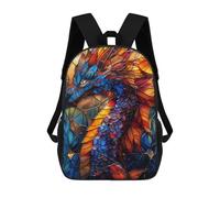 sinyumoney Stained Glass Dragon Sac À Dos Scolaire Imprimé En 3D, Sac À Dos Décontracté Pour Enfants, Sac D'école Imprimé En 3D Pour Garçons, Primaire Et Collège 17inch