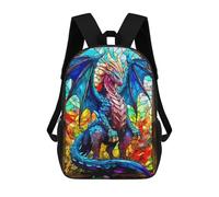sinyumoney Stained Glass Dragon Sacs À Dos Pour Enfants, Sac À Dos Scolaire, Sac À Dos Imprimé En 3D Pour Enfants, Sac À Dos De Voyage, Sac À Livres, Sac D'école Pour Enfants 17inch