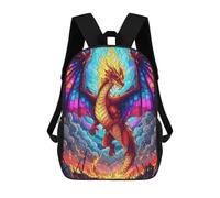 sinyumoney Stained Glass Dragon with Flames Sac À Dos Scolaire Enfant Tendance Et Décontracté, Sac À Dos Imprimé En 3D Pour Garçon, Grand Sac À Dos 17inch