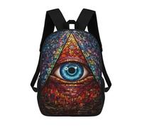 sinyumoney Stained Glass Eye Artwork-4 Sacs À Dos Tendance Imprimés En 3D 17inch Sac D'école Décontracté Pour Enfants, Garçons, Élèves Du Primaire Et Du Collège