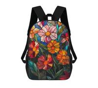 sinyumoney Stained Glass Flowers Sac À Dos, Cartable Imprimé En 3D, Sac À Goûter, Sac À Dos De Voyage, Sac À Dos Entre Amis, Sac À Dos Scolaire Pour Filles Et Garçons 17inch