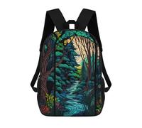 sinyumoney Stained Glass Forest Sac À Dos Enfant, Cartable Imprimé En 3D Pour Garçons Et Adolescents 17inch