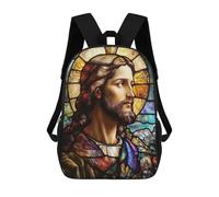 sinyumoney Stained Glass Jesus Sac À Dos Enfant Fille 3D, Sac D'école, Sac À Dos Pour Tout-petits, Sac À Dos Décontracté, Sac À Livres Tendance 17inch