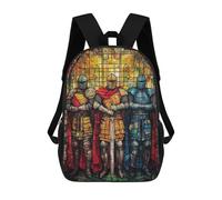 sinyumoney Stained Glass Knights Armor 17inch Sac À Dos Scolaire Imprimé En 3D Pour Enfants, Style Décontracté Et Tendance, Idéal Pour Les Voyages Et Les Études.