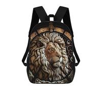 sinyumoney Stained Glass Lion Art 2 Sac À Dos Scolaire Enfant Tendance Et Décontracté, Sac À Dos Imprimé En 3D Pour Garçon, Grand Sac À Dos 17inch
