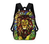 sinyumoney Stained Glass Lion Window Art Sac À Dos Enfant, Sac D'école, Sac À Dos Imprimé 3D Avec Motif De Dessin Animé, Grande Capacité, Pour Garçons Et Filles 17inch