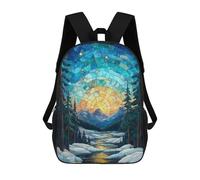 sinyumoney Stained Glass Mountain Sunset Sac À Dos Enfant, Cartable Imprimé En 3D Pour Garçons Et Adolescents 17inch