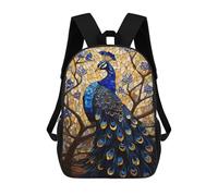sinyumoney Stained Glass Peacock Artwork Sac À Dos Pour Garçons Et Adolescents, Sacs À Dos Pour Filles, Sacs À Dos Pour Tout-petits, Sacs À Livres Pour L'école Primaire Et Le Collège 17inch