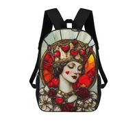 sinyumoney Stained Glass Queen Panel Sacs À Dos Imprimés En 3D Pour Enfants 17inch Sacs À Dos Tendance Et Décontractés Pour La Journée, Sacs De Voyage, Sacs À Dos D'extérieur Pour Garçons Et Filles
