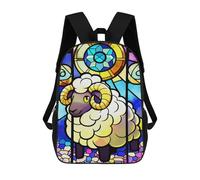 sinyumoney Stained Glass Ram Window Sac À Dos Imprimé Pour Enfants, Sac D'école, Sac De Voyage Pour Adultes Et Enfants 17inch