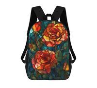 sinyumoney Stained Glass Roses Sac À Dos Scolaire Pour Adolescents, Imprimé En 3D, Ajustable, À Poches Tendance, Pour Enfants, Garçons, Filles, Étudiants Et Adolescents 17inch