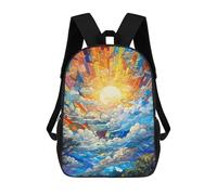 sinyumoney Stained Glass Sky Artwork Sacs À Dos Imprimés En 3D Pour Enfants 17inch Sacs À Dos Tendance Et Décontractés Pour La Journée, Sacs De Voyage, Sacs À Dos D'extérieur Pour Garçons Et Filles