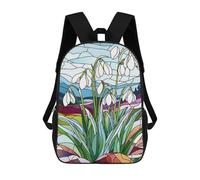 sinyumoney Stained Glass Snowdrops Sacs À Dos Scolaires Pour Enfants, Sac D'école Imprimé En 3D Pour Garçons, Élèves Du Primaire Et Du Collège 17inch