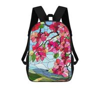 sinyumoney Stained Glass Spring Blossoms Sacs À Dos Imprimés En 3D Pour Enfants, Sacs D'école Tendance Pour Garçons, Sacs De Voyage, Sacs Scolaires Pour Élèves Du Primaire 17inch