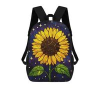 sinyumoney Stained Glass Sunflower with Starry Background Sacs À Dos Scolaires Pour Enfants, Sac D'école Imprimé En 3D Pour Garçons, Élèves Du Primaire Et Du Collège 17inch