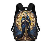 sinyumoney Stained Glass Virgin Mary Sac À Dos Scolaire Pour Adolescents, Imprimé En 3D, Ajustable, À Poches Tendance, Pour Enfants, Garçons, Filles, Étudiants Et Adolescents 17inch