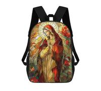 sinyumoney Stained Glass Virgin Mary with Roses Sacs À Dos Scolaires Pour Enfants, Sac D'école Imprimé En 3D Pour Garçons, Élèves Du Primaire Et Du Collège 17inch