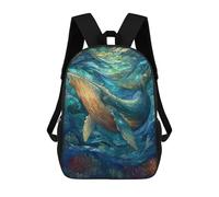 sinyumoney Stained Glass Whale Ocean Sac À Dos Scolaire Enfant Tendance Et Décontracté, Sac À Dos Imprimé En 3D Pour Garçon, Grand Sac À Dos 17inch
