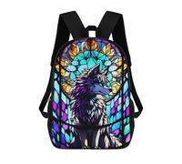 sinyumoney Stained Glass Wolf Window Sac À Dos Scolaire Imprimé En 3D, Sac À Dos Tendance Pour Enfants, Sac À Dos Pour Garçons, Élèves Du Collège 17inch