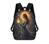 sinyumoney Stained Glass Woman with Flame Sacs À Dos Scolaires Pour Enfants, Sac D'école Imprimé En 3D Pour Garçons, Élèves Du Primaire Et Du Collège 17inch