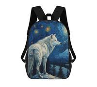 sinyumoney Starlit White Wolf Sacs À Dos Imprimés En 3D Pour Enfants, Sacs D'école Tendance Pour Garçons, Sacs De Voyage, Sacs Scolaires Pour Élèves Du Primaire 17inch