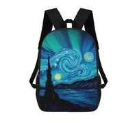 sinyumoney Starry Night Aurora Sac À Dos Scolaire Pour Filles Et Garçons, Grande Capacité, Léger, Pour Enfants Et Étudiants 17inch