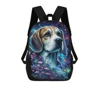sinyumoney Starry Night Beagle with Flowers Sac À Dos Scolaire Pour Enfants, 43 Cm (17 Pouces), Imprimé En 3D, Pour Garçons, Élèves Du Primaire Et Du Collège