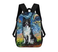 sinyumoney Starry Night Border Collie Sacs À Dos Scolaires Pour Enfants, Sac D'école Tendance, Sac D'école Imprimé En 3D Pour Garçons, Élèves Du Primaire Et Du Collège 17inch
