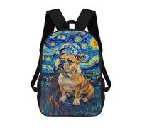 sinyumoney Starry Night Bulldog Sac À Dos Scolaire Pour Filles Et Garçons, Sac À Dos Avec Poche, Sac À Dos Tendance Pour Enfants 17inch