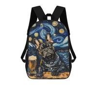 sinyumoney Starry Night Bulldog with Beer -1 Sacs À Dos Pour Enfants 17inch Sac À Dos Scolaire, Sac D'école Imprimé En 3D Pour Garçons, Élèves Du Primaire Et Du Collège