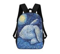 sinyumoney Starry Night Bunny Sacs À Dos Scolaires Pour Enfants, Cartables Imprimés En 3D, Sacs D'école Tendance Pour Garçons, Élèves Du Primaire Et Du Collège 17inch