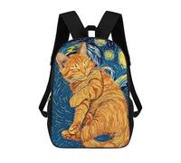 sinyumoney Starry Night Cat Sac À Dos Pour Garçons Et Adolescents, Sacs À Dos Pour Filles, Sacs À Dos Pour Tout-petits, Sacs À Livres Pour L'école Primaire Et Le Collège 17inch