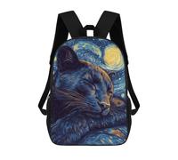 sinyumoney Starry Night Cat Sac À Dos Scolaire Imprimé En 3D Pour Enfants, Sac À Dos De Voyage Tendance Et Décontracté Pour Écoliers 17inch