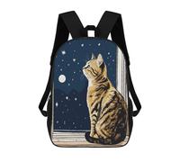sinyumoney Starry Night Cat Sacs À Dos Pour Garçons, Cartables Imprimés En 3D, Sacs À Dos De Voyage Tendance Pour Garçons (primaire, Collège) 17inch