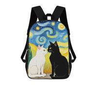 sinyumoney Starry Night Cats Sac À Dos Scolaire Pour Enfants, Imprimé En 3D, Tendance Et Décontracté, Pour Garçons, Élèves Du Primaire Et Du Collège 17inch
