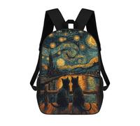 sinyumoney Starry Night Cats Sac À Dos Scolaire Pour Filles Et Garçons, Grande Capacité, Léger, Pour Enfants Et Étudiants 17inch