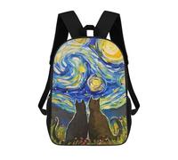 sinyumoney Starry Night Cats Sacs À Dos Imprimés En 3D Pour Enfants, Sacs D'école Tendance Pour Garçons, Élèves Du Primaire Et Du Collège 17inch