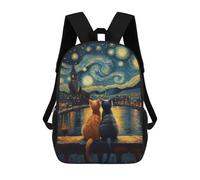 sinyumoney Starry Night Cats Sacs À Dos Scolaires Pour Enfants, Sac D'école Tendance, Sac D'école Imprimé En 3D Pour Garçons, Élèves Du Primaire Et Du Collège 17inch