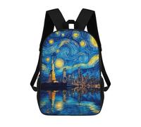 sinyumoney Starry Night Cityscape Art Print Sac À Dos Scolaire Imprimé En 3D, Sac À Dos Tendance Pour Enfants, Sac À Dos Pour Garçons, Élèves Du Collège 17inch