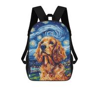 sinyumoney Starry Night Cocker Spaniel Art Print -3 17inch Sac À Dos Scolaire Imprimé En 3D Pour Enfants, Style Décontracté Et Tendance, Idéal Pour Les Voyages Et Les Études.