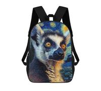 sinyumoney Starry Night Lemur Art Print -1 Sacs À Dos 17 Pouces Pour Enfants, Sacs D'école Imprimés En 3D Pour Élèves Du Primaire Et Du Collège, Garçons Et Filles