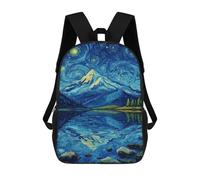 sinyumoney Starry Night Mountain Reflections -5 Sac À Dos Scolaire Imprimé En 3D Pour Garçons Et Filles, Sac À Dos Pour Enfants, Sac De Voyage 17inch