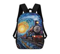 sinyumoney Starry Night Train Journey Sacs À Dos Pour Enfants 17inch Sac À Dos Scolaire, Sac D'école Imprimé En 3D Pour Garçons, Élèves Du Primaire Et Du Collège
