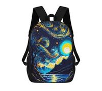 sinyumoney Starry Night with Moon Sacs À Dos Pour Enfants, Cartables 3D Personnalisés Pour Garçons Et Filles, Grands Sacs À Dos Scolaires Décontractés 17inch