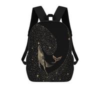 sinyumoney Starry Whale Dark GOLD Sac À Dos Scolaire Pour Enfants Imprimé En 3D, Idéal Pour Les Voyages Et Les Lectures, Pour Les Garçons Et Les Élèves Du Primaire 17inch