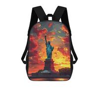 sinyumoney Statue of Liberty Sunset Sacs À Dos Tendance Imprimés En 3D 17inch Sac D'école Décontracté Pour Enfants, Garçons, Élèves Du Primaire Et Du Collège