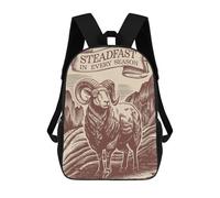 sinyumoney Steadfast Ram Illustration Sac À Dos Scolaire Enfant Tendance Et Décontracté, Sac À Dos Imprimé En 3D Pour Garçon, Grand Sac À Dos 17inch