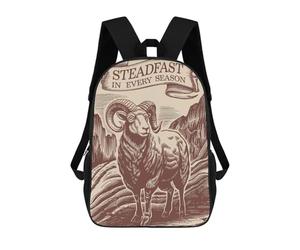 sinyumoney Steadfast Ram Illustration Sac À Dos Scolaire Enfant Tendance Et Décontracté, Sac À Dos Imprimé En 3D Pour Garçon, Grand Sac À Dos 17inch
